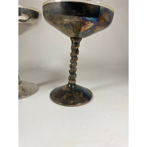 2 Vintage Valero Silverplate Twisted Stem Goblet Chalice - Picture 2 of 7